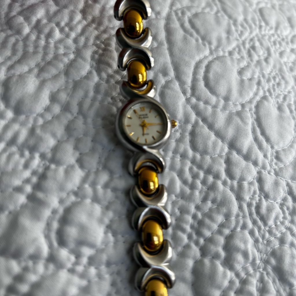 Silver And Gold Watch With Amber Accents